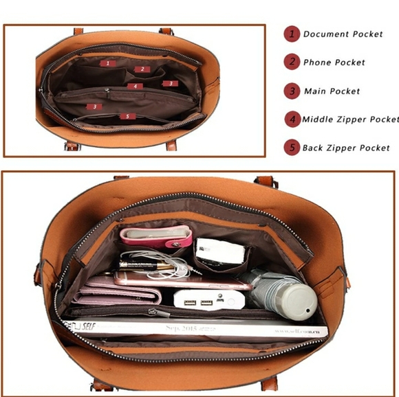 Leather Satchel Boho Handbag Purse - Picture 2 of 5